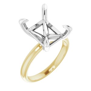14K Yellow/White Gold 12x10 mm Emerald Engagement Ring Mounting