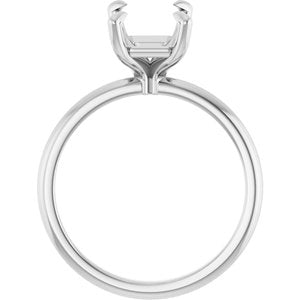 10K White Gold  9x7 mm Emerald Solitaire Engagement Ring Mounting