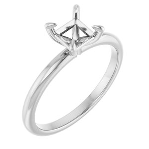 14K White Gold  5x5 mm Square Solitaire Engagement Ring Mounting