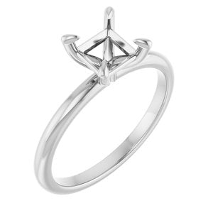 10K White Gold  5.5x5.5 mm Square Solitaire Engagement Ring Mounting