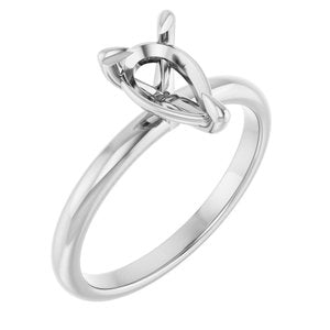 10K White Gold  9x6 mm Pear Solitaire Engagement Ring Mounting