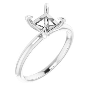 Platinum  6x6 mm Square Solitaire Engagement Ring Mounting