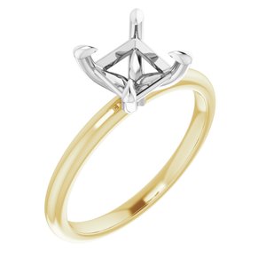 14K Yellow/White Gold 6x6 mm Square Engagement Ring Mounting