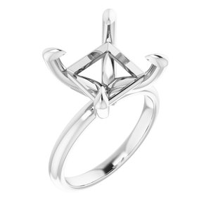 14K White Gold  10x10 mm Square Solitaire Engagement Ring Mounting