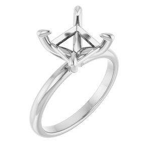 14K White Gold  7.5x7.5 mm Square Solitaire Engagement Ring Mounting