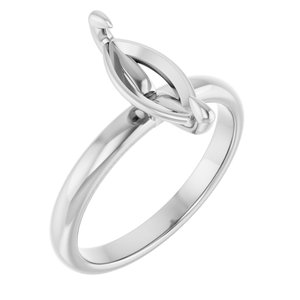 14K White Gold  12x6 mm Marquise Solitaire Engagement Ring Mounting