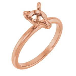 14K Rose Gold  8x6 mm Pear Solitaire Engagement Ring Mounting