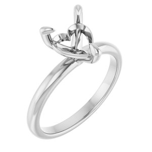 14K White Gold  8x8 mm Heart Solitaire Engagement Ring Mounting
