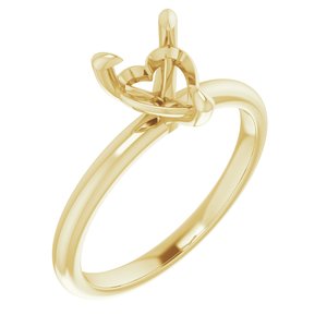 14K Yellow Gold  7x7 mm Heart Solitaire Engagement Ring Mounting