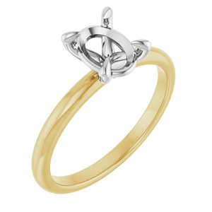 14K Yellow/White Gold 8x6 mm Oval Engagement Ring Mounting