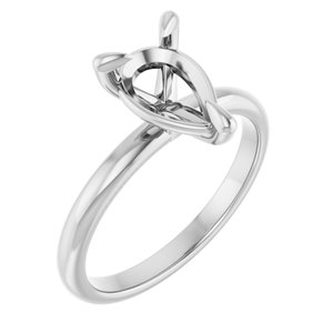 14K White Gold  10x7 mm Pear Solitaire Engagement Ring Mounting