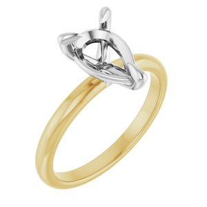14K Yellow/White Gold 10x7 mm Pear Engagement Ring Mounting