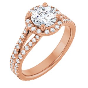 14K Rose Gold 6.5 mm Round 5/8 CTW Natural Diamond Semi-Set French-Set Engagement Ring