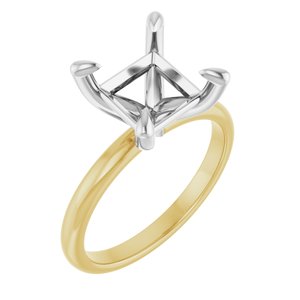 14K Yellow/White Gold 8x8 mm Square Engagement Ring Mounting