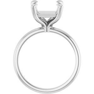 Platinum  8x8 mm Square Solitaire Engagement Ring Mounting