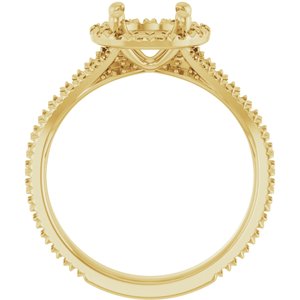 14K Yellow Gold 7.4 mm Round French-Set Halo-Style Engagement Ring Mounting