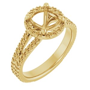 14K Yellow Gold 7.4 mm Round French-Set Halo-Style Engagement Ring Mounting