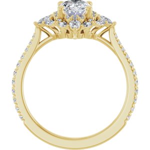 14K Yellow Gold 8x6 mm Oval 1/2 CTW Natural Diamond Semi-Set Engagement Ring
