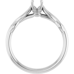 14K White Gold  4.1 mm Round Solitaire Engagement Ring Mounting
