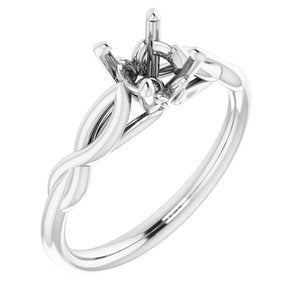 14K White Gold  6 mm Round Solitaire Engagement Ring Mounting