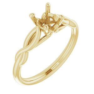 14K Yellow Gold  6 mm Round Solitaire Engagement Ring Mounting
