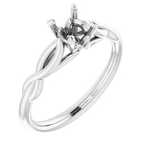 14K White Gold  5.5 mm Round Solitaire Engagement Ring Mounting