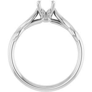 14K White Gold  5.2 mm Round Solitaire Engagement Ring Mounting