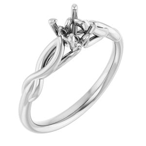 14K White Gold  5.2 mm Round Solitaire Engagement Ring Mounting