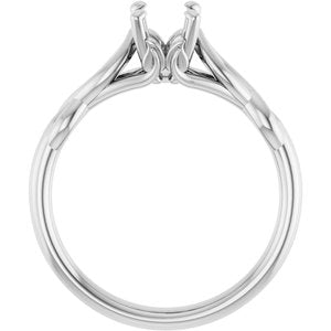14K White Gold  7x5 mm Oval Solitaire Engagement Ring Mounting