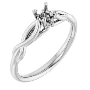 14K White Gold  4.1 mm Round Solitaire Engagement Ring Mounting