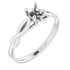 14K White Gold  4.8 mm Round Solitaire Engagement Ring Mounting
