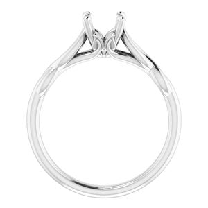 14K White Gold  6 mm Round Solitaire Engagement Ring Mounting