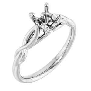 14K White Gold  5.8 mm Round Solitaire Engagement Ring Mounting