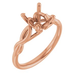 14K Rose Gold  8 mm Round Solitaire Engagement Ring Mounting