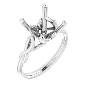 14K White Gold  10 mm Cushion Solitaire Engagement Ring Mounting