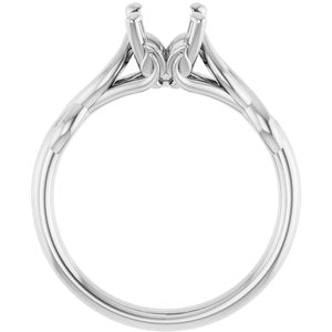 14K White Gold  8x6 mm Oval Solitaire Engagement Ring Mounting