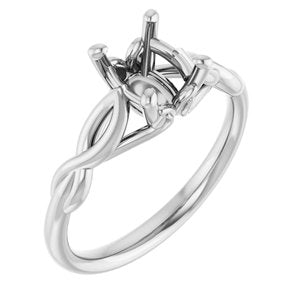 14K White Gold  8x6 mm Oval Solitaire Engagement Ring Mounting