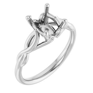 14K White Gold  9x7 mm Oval Solitaire Engagement Ring Mounting