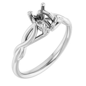 14K White Gold  7x5 mm Oval Solitaire Engagement Ring Mounting