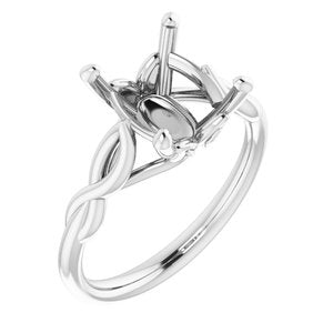14K White Gold  11x9 mm Oval Solitaire Engagement Ring Mounting