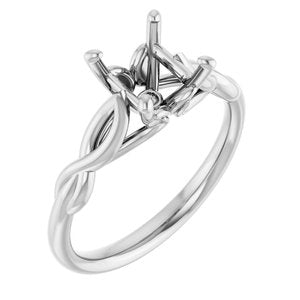 14K White Gold  5.5 mm Square Solitaire Engagement Ring Mounting