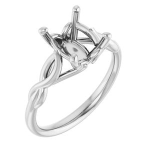 14K White Gold  10x8 mm Oval Solitaire Engagement Ring Mounting
