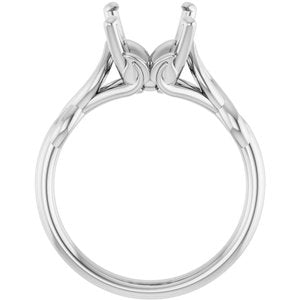 14K White Gold  10x8 mm Emerald Solitaire Engagement Ring Mounting