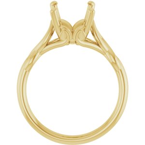 14K Yellow Gold  10x8 mm Emerald Solitaire Engagement Ring Mounting