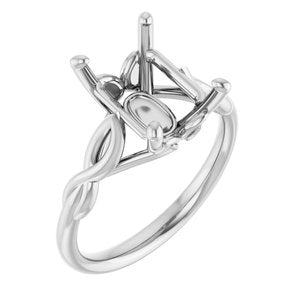 14K White Gold  10x8 mm Emerald Solitaire Engagement Ring Mounting