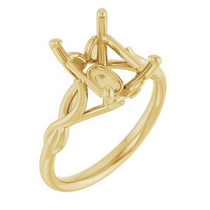 14K Yellow Gold  10x8 mm Emerald Solitaire Engagement Ring Mounting