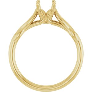 14K Yellow Gold  5 mm Asscher Solitaire Engagement Ring Mounting
