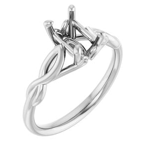 14K White Gold  7x5 mm Emerald Solitaire Engagement Ring Mounting