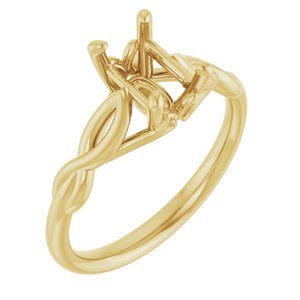 14K Yellow Gold  7x5 mm Emerald Solitaire Engagement Ring Mounting