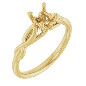 14K Yellow Gold  5 mm Asscher Solitaire Engagement Ring Mounting